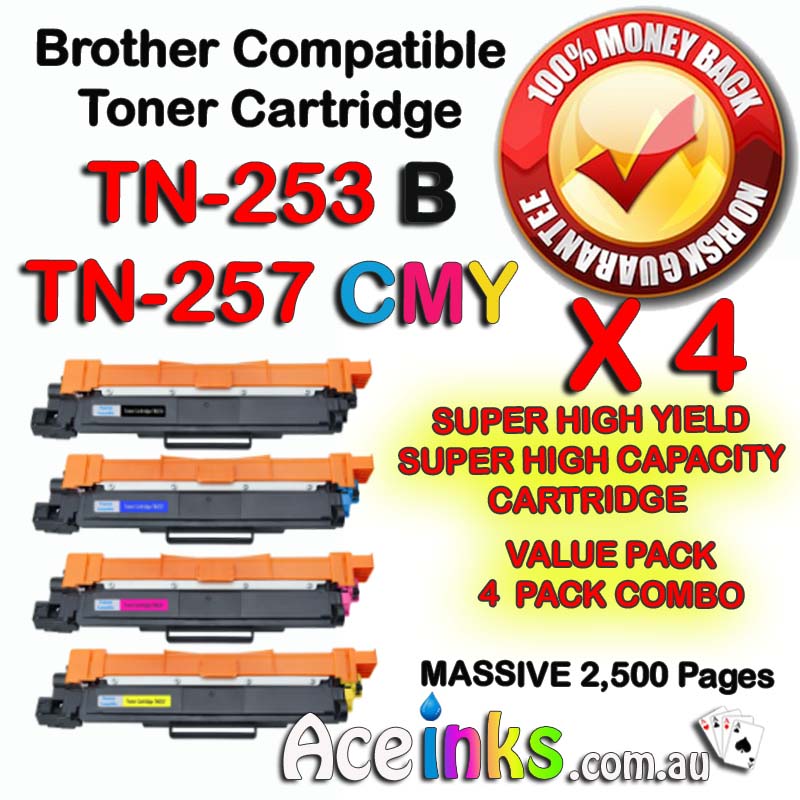 4 Combo Compatible Brother TN-253 BK / TN-257 /C/M/Y